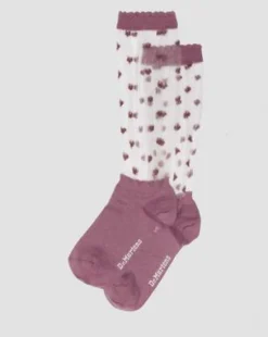Calcetines cortos Heart Mesh en mezcla de algodón orgánico in Rosa Empolvado
