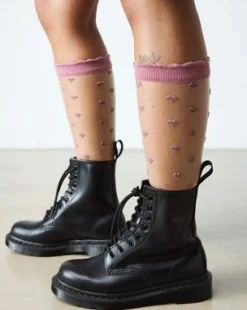 Calcetines cortos Heart Mesh en mezcla de algodón orgánico in Rosa Empolvado