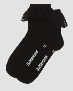 Calcetines de algodón ecológico con volantes in Negro