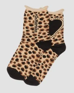 Calcetines de mezcla de algodón Leopard Heart&nbsp;&nbsp; in Cámel Claro