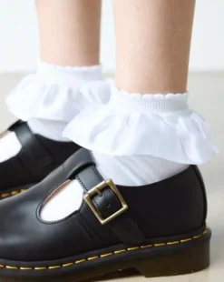 Calcetines Frill de mezcla de algodón ecológico in Blanco
