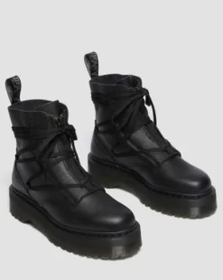 Jarrick II Mono Laced Leather Platform Boots in Black