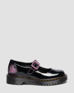Merceditas Bex de piel Patent Lamper para junior in Negro