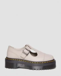 Merceditas con plataforma Bethan de piel Pisa in Vintage Taupe