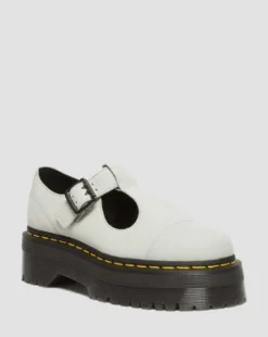 Merceditas con plataforma Bethan de piel Tumbled Nubuck in Smoked Mint