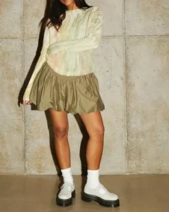 Merceditas con plataforma Bethan de piel Tumbled Nubuck in Smoked Mint