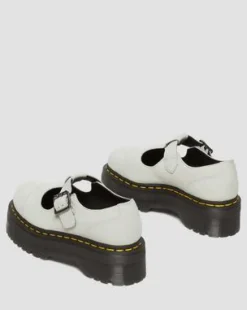 Merceditas con plataforma Bethan de piel Tumbled Nubuck in Smoked Mint