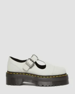Merceditas con plataforma Bethan de piel Tumbled Nubuck in Smoked Mint