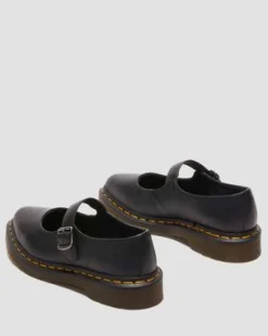 Merceditas Elphie de piel Virginia in Negro