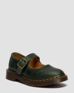 Merceditas Flower de piel Crazy Horse in Verde Dm's