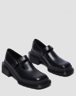 Merceditas Maybole de piel con puntera cuadrada in Negro