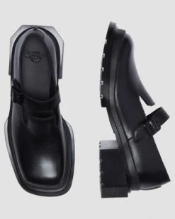 Merceditas Maybole de piel con puntera cuadrada in Negro