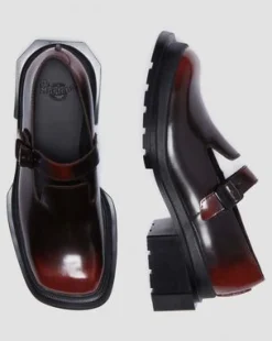 Merceditas Maybole de piel con puntera cuadrada in Negro