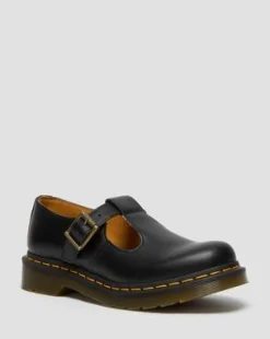 Merceditas Polley de piel Smooth in Negro