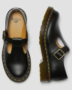 Merceditas Polley de piel Smooth in Negro