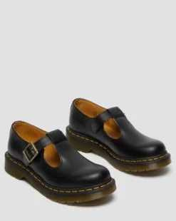 Merceditas Polley de piel Smooth in Negro