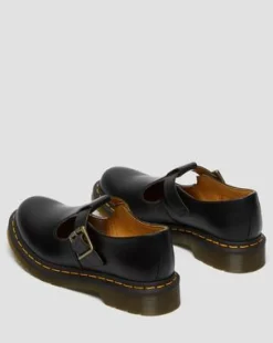 Merceditas Polley de piel Smooth in Negro