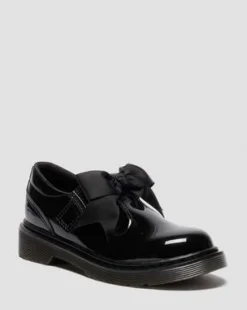 MERCEDITAS POLLEY II BOW DE CHAROL PARA JUNIOR in Negro