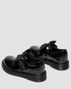 MERCEDITAS POLLEY II BOW DE CHAROL PARA JUNIOR in Negro