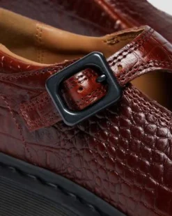 Merceditas Rejena de piel Croc Emboss in Marrón