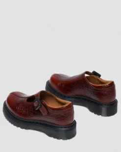 Merceditas Rejena de piel Croc Emboss in Marrón