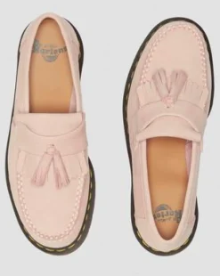 Mocasines Adrian de piel Nubuck con borla in Rosa Polvo
