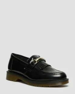 Mocasines Adrian de piel Smooth con bridón y flecos in Negro