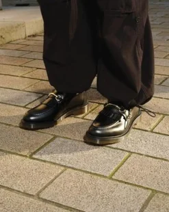 Mocasines Adrian de piel Smooth con bridón y flecos in Negro