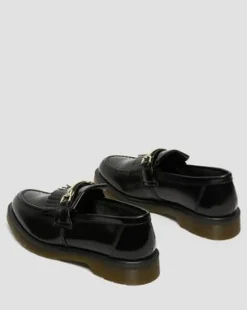 Mocasines Adrian de piel Smooth con bridón y flecos in Negro