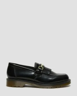 Mocasines Adrian de piel Smooth con bridón y flecos in Negro