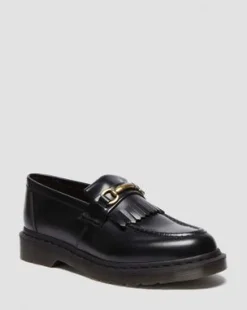 Mocasines Adrian de piel Smooth con bridón y flecos in Negro