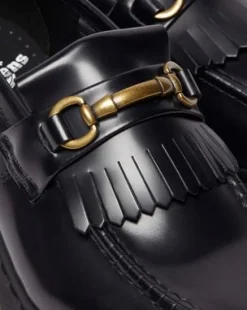 Mocasines Adrian de piel Smooth con bridón y flecos in Negro