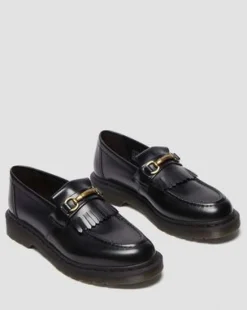 Mocasines Adrian de piel Smooth con bridón y flecos in Negro