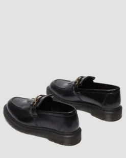Mocasines Adrian de piel Smooth con bridón y flecos in Negro