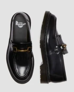 Mocasines Adrian de piel Smooth con bridón y flecos in Negro