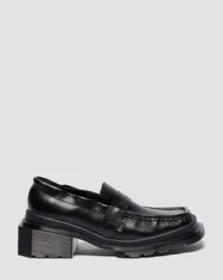MOCASINES MAYBOLE DE PIEL FRUNCIDA CON PUNTERA CUADRADA in Negro