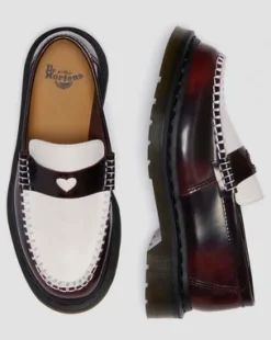 MOCASINES PENTON CORAZÓN DE PIEL RUB-OFF BICOLOR&nbsp; in Rojo Cereza & Blanco