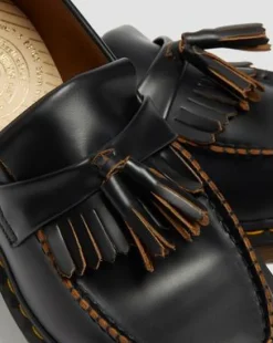 Mocasines Vintage Adrian de piel Quilon con borla in Negro