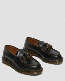Mocasines Vintage Adrian de piel Quilon con borla in Negro