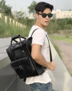 Mochila de piel Kiev y Smooth in Negro