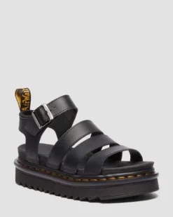 Sandalia Blaire de piel Athena con tiras in Negro