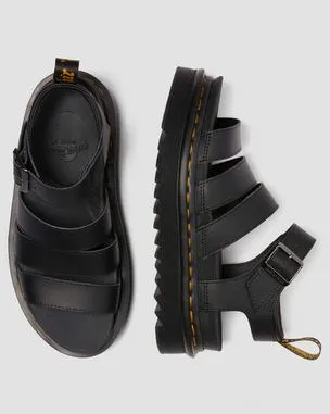 Sandalia Blaire de piel Athena con tiras in Negro