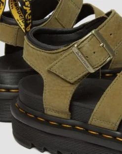 Sandalia Blaire de piel Tumbled Nubuck in Muted Olive