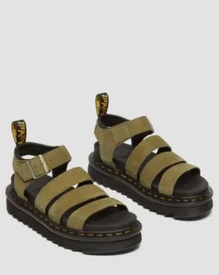 Sandalia Blaire de piel Tumbled Nubuck in Muted Olive
