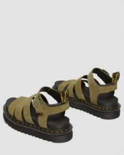Sandalia Blaire de piel Tumbled Nubuck in Muted Olive