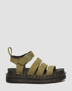 Sandalia Blaire de piel Tumbled Nubuck in Muted Olive
