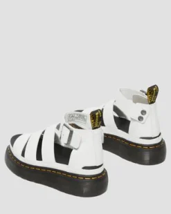 Sandalia con plataforma Clarissa II Quad de piel Milled Nappa in Blanco