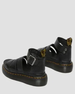 Sandalia con plataforma Clarissa II Quad de piel Milled Nappa in Negro