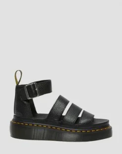 Sandalia con plataforma Clarissa II Quad de piel Milled Nappa in Negro