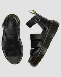 Sandalia con plataforma Clarissa II Quad de piel Milled Nappa in Negro